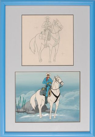 Lot #582 Lone Ranger and Silver production cel and drawing from The Lone Ranger - Image 1