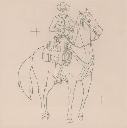 Lot #582 Lone Ranger and Silver production cel and drawing from The Lone Ranger - Image 3