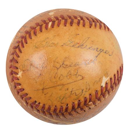 Lot #995 Baseball Hall of Famers: Rare assemblage of baseball legends, highlighted by Ty Cobb, Tris Speaker, and Jimmie Foxx - Image 1