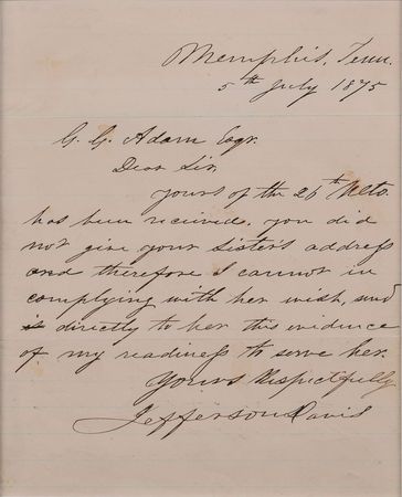 Lot #404 Jefferson Davis Handwritten Letter Signed - Image 2