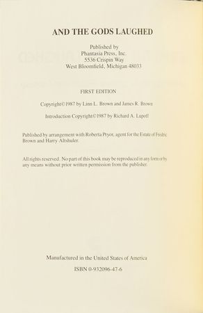 Lot #107 Fredric Brown: And the Gods Laughed Signed Book Book - Image 2