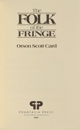 Lot #108 Orson Scott Card: The Folk of the Fringe Signed Book Book - Image 1