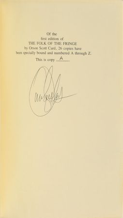 Lot #108 Orson Scott Card: The Folk of the Fringe Signed Book Book - Image 3
