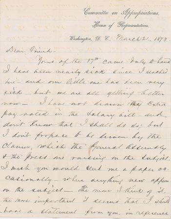 Lot #153 James A. Garfield: Congressman Garfield handles the 