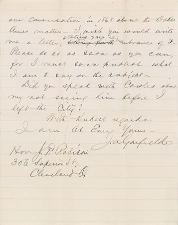 Lot #153 James A. Garfield: Congressman Garfield handles the 