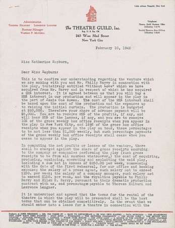 Lot #924 Katharine Hepburn Signed Document - Image 1