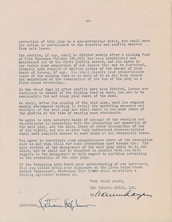 Lot #924 Katharine Hepburn Signed Document - Image 2