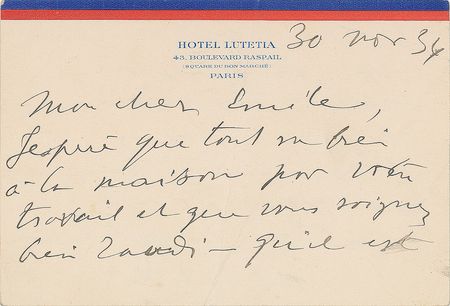 Lot #530 Henri Matisse Handwritten Letter Signed - Image 1