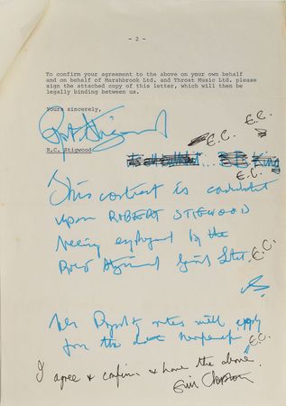 Lot #686 Eric Clapton: Clapton agrees to a three-year management contract - Image 2