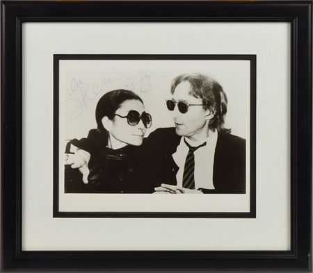Lot #679 Beatles: John Lennon: John signs with sketches of himself and Yoko - Image 1