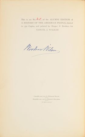 Lot #164 Woodrow Wilson: Limited 'alumni edition' of Wilson's History of the American People - Image 1