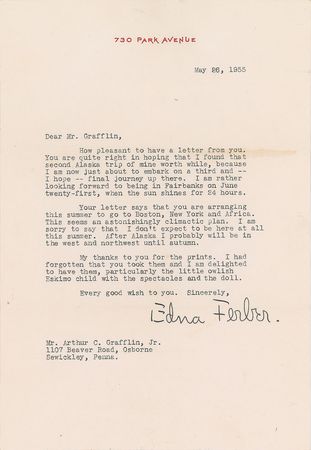 Lot #637 Edna Ferber Letters - Image 1