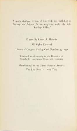 Lot #99 Robert Heinlein: Starship Troopers First Edition Book: First edition of Heinlein's futuristic military masterpiece - Image 2