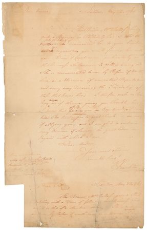 Lot #247 Benjamin Franklin: Rare twice-signed handwritten letter home from England while fighting the 1765 Stamp Act - Image 1