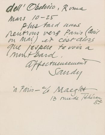 Lot #523 Alexander Calder Handwritten Letter Signed - Image 2