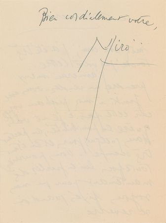 Lot #532 Joan Miro Handwritten Letter Signed - Image 2