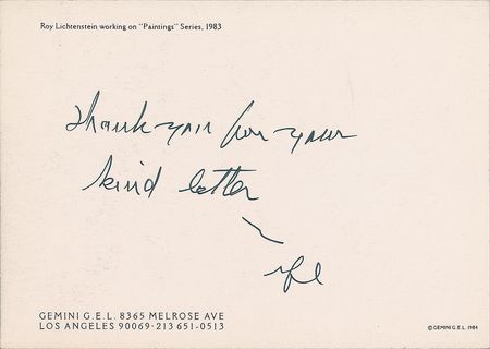 Lot #547 Roy Lichtenstein Signed Photograph - Image 2