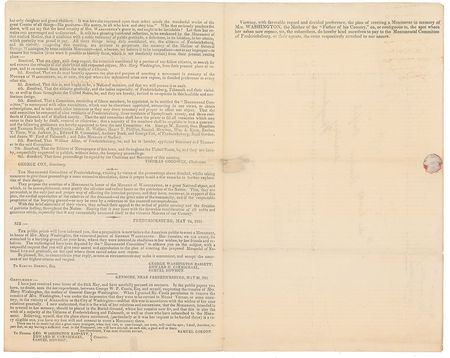 Lot #123 George Washington: Monument campaign for a 