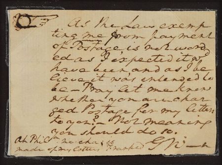 Lot #120 George Washington: Remarkable sketch and note by Washington on his franking privilege - Image 2