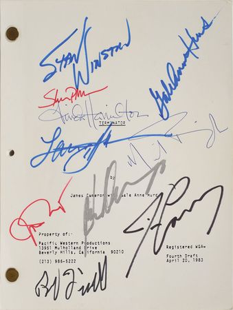 Lot #42 Terminator Signed Script: Terminator script signed by Schwarzenegger, Cameron, Winston, and more - Image 1