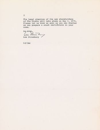Lot #861 Lee Strasberg: Strasberg grants Newman membership into The Actors Studio - Image 2