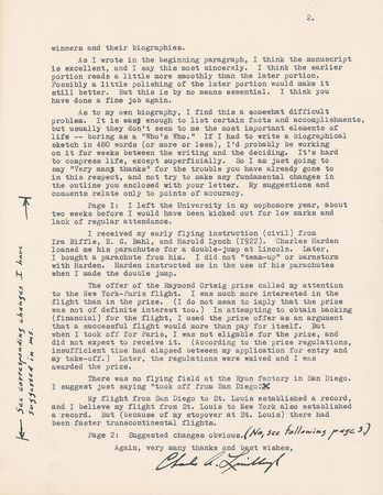 Lot #6046 Charles Lindbergh Typed Letter Signed - Image 2