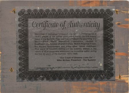 Lot #8355  Apollo 12 Crew-Signed Houston Basketball Court Floor Piece - Image 2