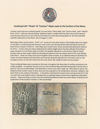 Lot #6524 Dave Scott's Apollo 15 Lunar Surface-Flown Combined LRV 'Photo' and 'Contour' Maps - Image 9
