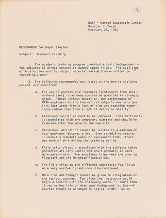 Lot #6143 Frank Borman 1963 Academic Training Memorandum - Image 1