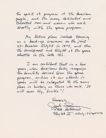 Lot #6617 Jack Lousma 1974 Autograph Letter Signed - Image 2