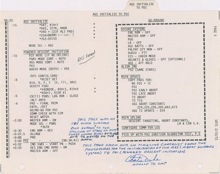 Lot #6552 Charlie Duke's Lunar Surface-Flown Apollo 16 Checklist - Image 1