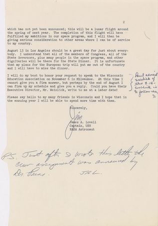 Lot #6474 James Lovell Typed Letter Signed - Image 2