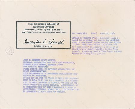 Lot #6401 Guenter Wendt's Apollo 11 Buzz Aldrin Photograph - Image 2