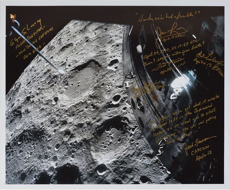 Lot #6287  Apollo 7 Flown Flag Signed by Cunningham and Schirra - Image 1