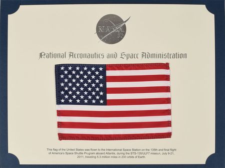 Lot #6696  STS-135 Flown Flag - Image 1