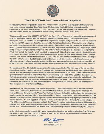 Lot #6530 Dave Scott's Apollo 15 EVA Cue Card - Image 5