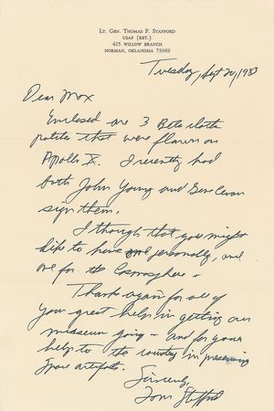 Lot #6322 Tom Stafford's Flown Apollo 10 Crew-Signed Beta Patch - Image 2