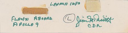 Lot #6307 Jim McDivitt's Apollo 9 Flown Cue Card - Image 1