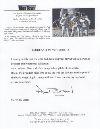 Lot #6432 Alan Bean's United Arab Emirates Captain's Wings - Image 2