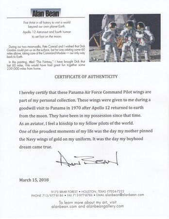 Lot #6428 Alan Bean's Panama Air Force Command Pilot Wings - Image 2