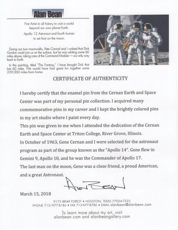 Lot #6420 Alan Bean's Cernan Earth and Space Center Medallion - Image 2