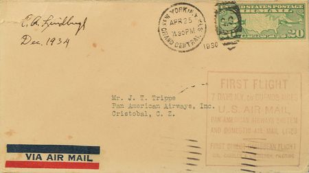 Lot #6044 Charles Lindbergh Signed First-Flight Airmail Cover - Image 2