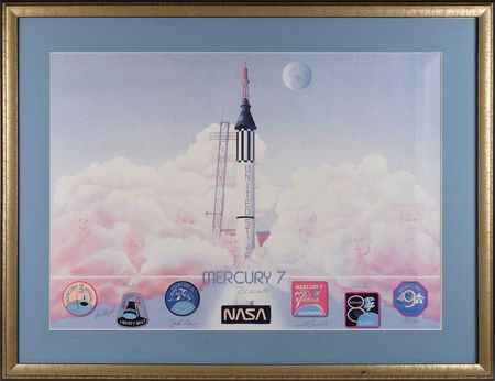 Lot #6107  Mercury 7 Signed Lithograph - Image 1