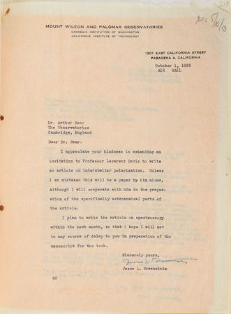 Lot #6029 Jesse L. Greenstein Group of (8) Letters - Image 7