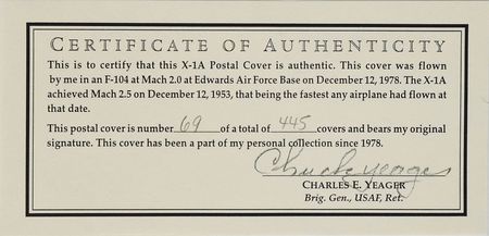 Lot #6088 Chuck Yeager Signed Cover - Image 2