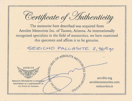 Lot #6001  Sericho Pallasite Meteorite Slice - Image 3