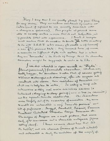 Lot #107 J. R. R. Tolkien: On allegories, critics, and characters: 