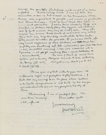 Lot #107 J. R. R. Tolkien: On allegories, critics, and characters: 