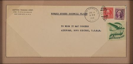 Lot #570 Howard Hughes: Airmail cover and flag carried on Hughes's 1938 around-the-world flight - Image 3