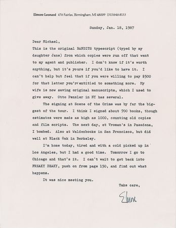 Lot #196 Elmore Leonard: Elmore Leonard's original typescript for Bandits - Image 1